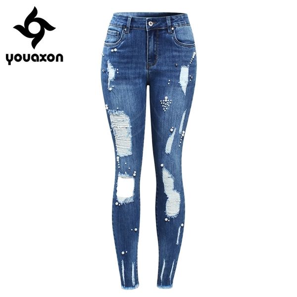 2181 youaxon eu size woman ripped jeans with beads women`s plus size stretchy torn denim pants jean femme skinny jeans for women 201030, Blue
2181 youaxon eu size woman ripped jeans with beads women`s plus size stretchy torn denim pants jean femme skinny jeans for women 201030, Blue