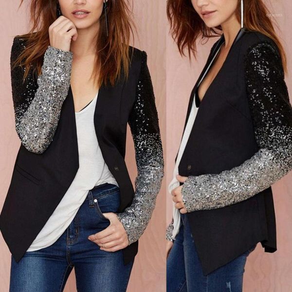 cool women sequined blazer coat jacket single buckle long sleeve slim suit women streetwear ladies jacket coat fashion vintage1, White;black
cool women sequined blazer coat jacket single buckle long sleeve slim suit women streetwear ladies jacket coat fashion vintage1, White;black