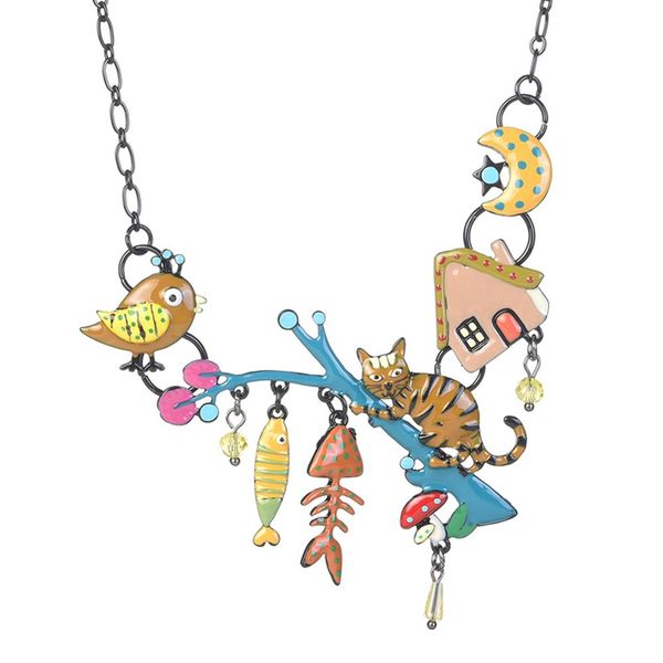 women necklace yellow enamel cat pendants cute fish bird animals black alloy chain necklace dressjewelry for women charm necklaces, Silver
women necklace yellow enamel cat pendants cute fish bird animals black alloy chain necklace dressjewelry for women charm necklaces, Silver