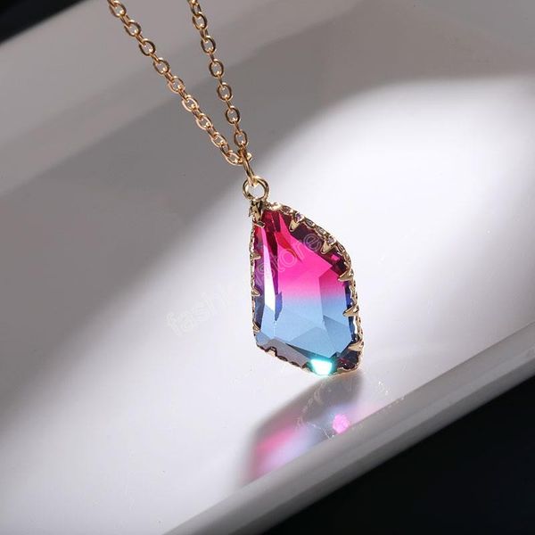 colorful gradient glass pendant necklace for women gold plating adjusable fashion geometric shape necklaces jewelry gift, Silver
colorful gradient glass pendant necklace for women gold plating adjusable fashion geometric shape necklaces jewelry gift, Silver