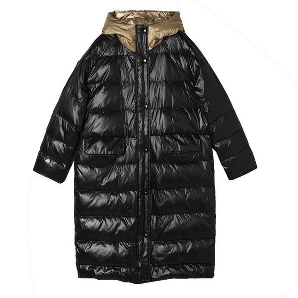 down jacket mid-length hooded collar splicing single-breasted with zipper loose warm women's coat fashion casual style, Black
down jacket mid-length hooded collar splicing single-breasted with zipper loose warm women's coat fashion casual style, Black