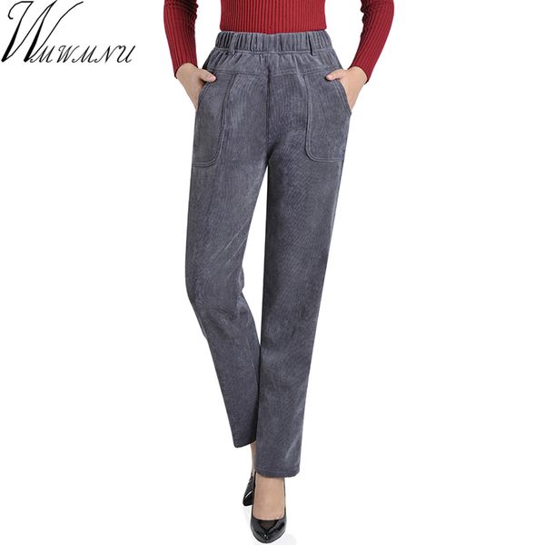 warm corduroy women winter thickening pants casual plus size 5xl high waist elastic femme woman loose black add velvet pants 201228, Black;white
warm corduroy women winter thickening pants casual plus size 5xl high waist elastic femme woman loose black add velvet pants 201228, Black;white