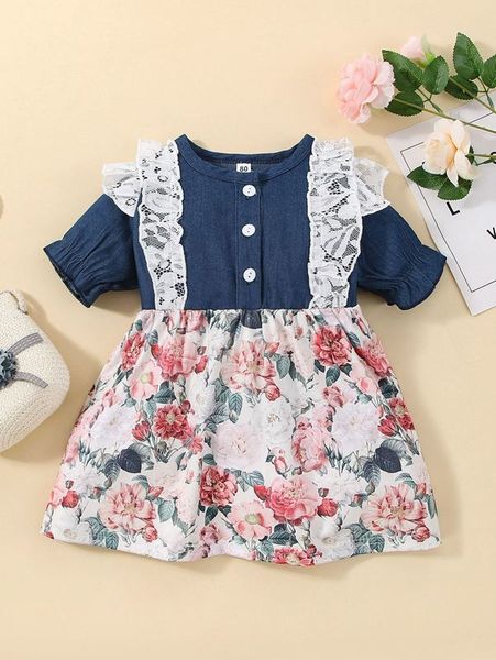 baby floral print lace ruffle trim puff sleeve dress she, Red;yellow
baby floral print lace ruffle trim puff sleeve dress she, Red;yellow