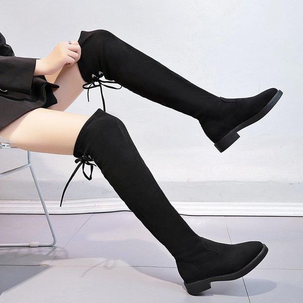 boots flat over the knee low heel women shoes suede thigh high metal buckle winter black long botas para mujer
boots flat over the knee low heel women shoes suede thigh high metal buckle winter black long botas para mujer