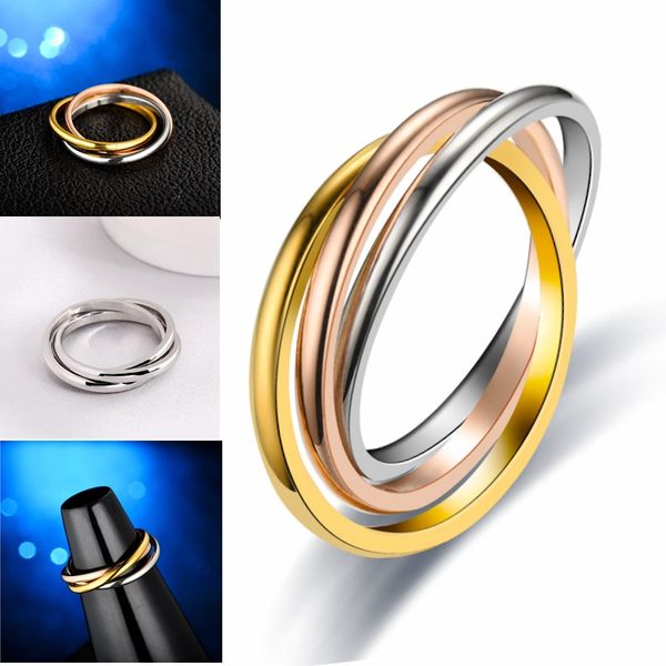 japanese and korean fashion stainless steel trinity ring sansheng iii ring european and american fashion titanium steel couple ring female, Silver
japanese and korean fashion stainless steel trinity ring sansheng iii ring european and american fashion titanium steel couple ring female, Silver