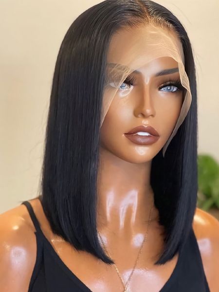 natural looking black color soft blunt short cut bob silky straight lace front wig for women with baby hair heat resistant fiber preplucked, Black;brown
natural looking black color soft blunt short cut bob silky straight lace front wig for women with baby hair heat resistant fiber preplucked, Black;brown