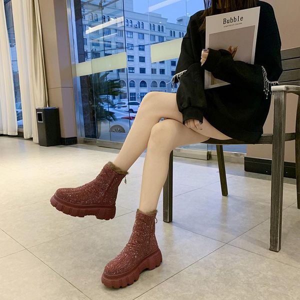 boots man-made diamond full of crystals thi bottomed platform slanted heel after zipper plus velvet martin bo lady shoes -40, Black
boots man-made diamond full of crystals thi bottomed platform slanted heel after zipper plus velvet martin bo lady shoes -40, Black