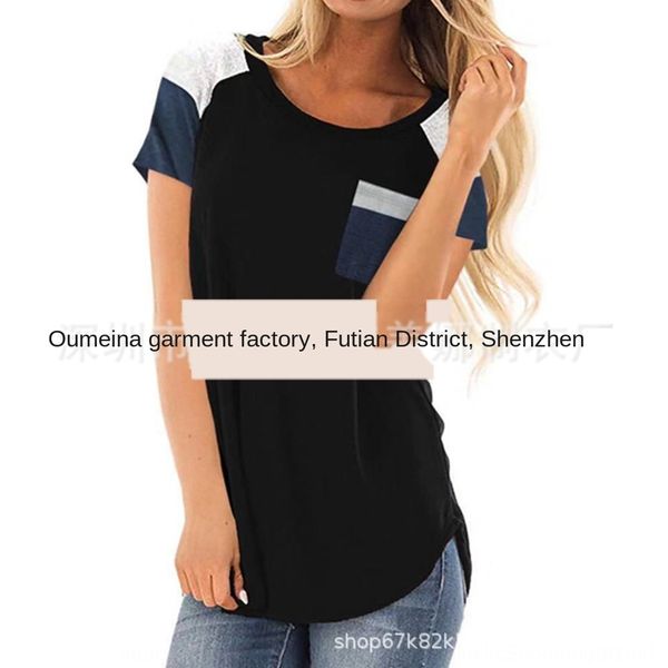 2019 spring and summer new women's striped pocket stitching loose short sleeve 2019 spring and summer new women's t-shirt t-shirt, White
2019 spring and summer new women's striped pocket stitching loose short sleeve 2019 spring and summer new women's t-shirt t-shirt, White