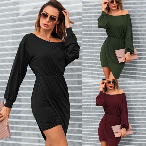 off slim women's shoulder skirt fit buttock solid color long sleeve dress, Black;gray
off slim women's shoulder skirt fit buttock solid color long sleeve dress, Black;gray