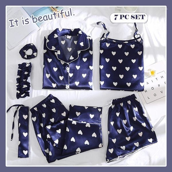 women pajamas 7/pcs sets imitation silk pyjamas set loose coat+camisole+long pant+short pant and hair rope women sleepwear1, Black;red
women pajamas 7/pcs sets imitation silk pyjamas set loose coat+camisole+long pant+short pant and hair rope women sleepwear1, Black;red