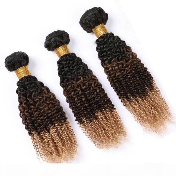 #1b 4 27 honey blonde ombre virgin hair weaves kinkys curly human hair bundles 3pcs lot three tone colored malaysian hair extensions, Black;brown
#1b 4 27 honey blonde ombre virgin hair weaves kinkys curly human hair bundles 3pcs lot three tone colored malaysian hair extensions, Black;brown
