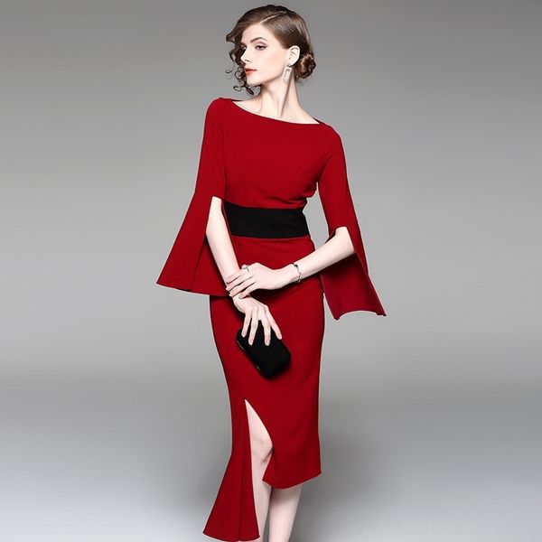 ek17y spring 4lfac temperament 2020 new long skirt irregular waist slim summer red medium length dress women's banquet dress and, Black;gray
ek17y spring 4lfac temperament 2020 new long skirt irregular waist slim summer red medium length dress women's banquet dress and, Black;gray