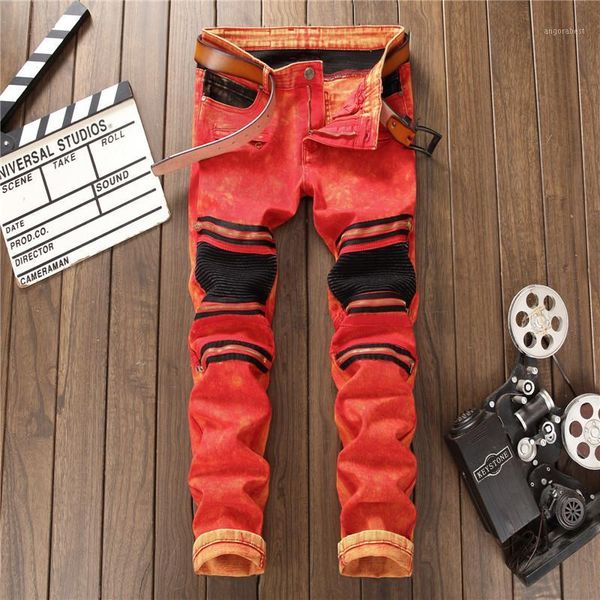 european american fashion high street men jeans red color slim fit zipper spliced biker jeans homme night club hip hop men1, Blue
european american fashion high street men jeans red color slim fit zipper spliced biker jeans homme night club hip hop men1, Blue