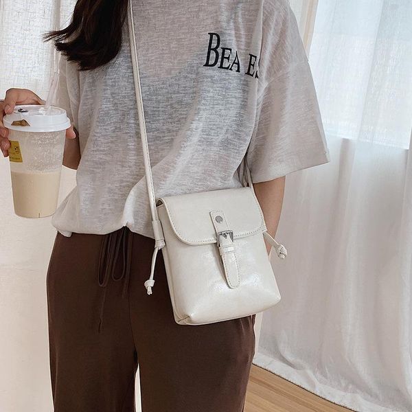 shoulder bags 2021 waxed skin simple bucket bag belt decoration slung