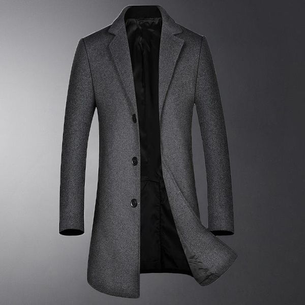 men's wool & blends classic mens trench luxury solid color single breasted jackets and coats autumn winter business casual man, Black
men's wool & blends classic mens trench luxury solid color single breasted jackets and coats autumn winter business casual man, Black