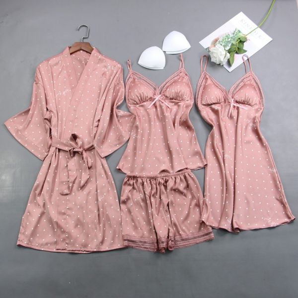 casual print 4pcs sleepwear women pajamas suit nightwear satin kimono bathrobe gown nightgown homewear intimate lingerie, Black;red
casual print 4pcs sleepwear women pajamas suit nightwear satin kimono bathrobe gown nightgown homewear intimate lingerie, Black;red