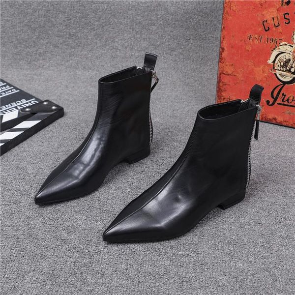 boots 2021 winter ankle women's low heel cowhide double zipper comfortable fashion european short casual shoes, Black
boots 2021 winter ankle women's low heel cowhide double zipper comfortable fashion european short casual shoes, Black
