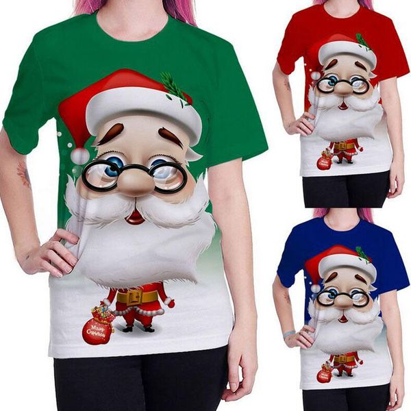 women men holiday 3d printed santa claus christmas short sleeve summer t-shirt, White;black
women men holiday 3d printed santa claus christmas short sleeve summer t-shirt, White;black