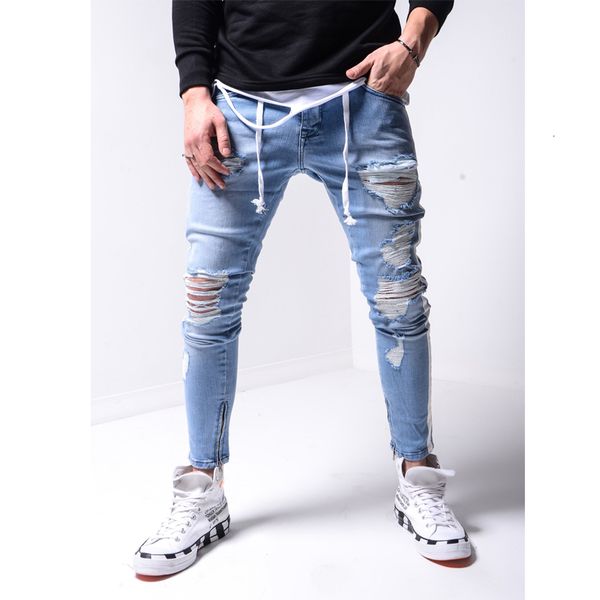 trendy men ny jeans biker destroyed frayed fit ripped denim side stripe pencil pants hip hop streetwear, Blue
trendy men ny jeans biker destroyed frayed fit ripped denim side stripe pencil pants hip hop streetwear, Blue