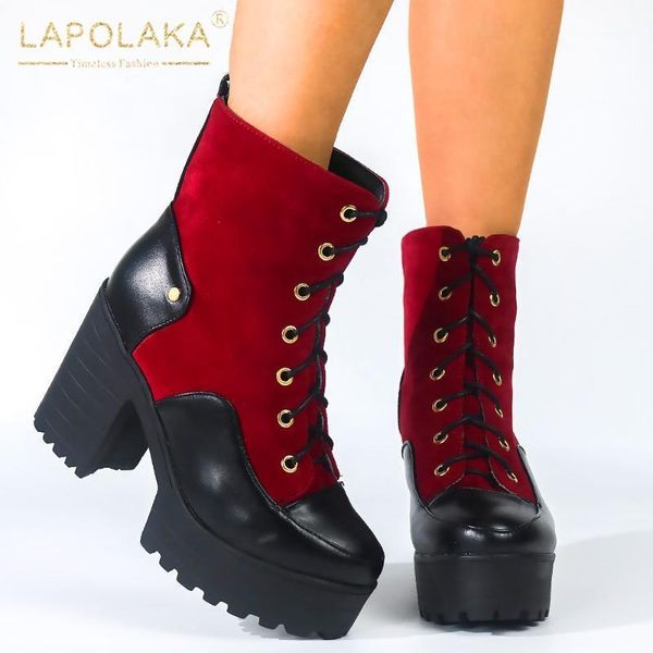 boots lapolaka fashion big size 43 platform ankle women shoes chunky high heels lace up comfortable ladies boots1, Black
boots lapolaka fashion big size 43 platform ankle women shoes chunky high heels lace up comfortable ladies boots1, Black