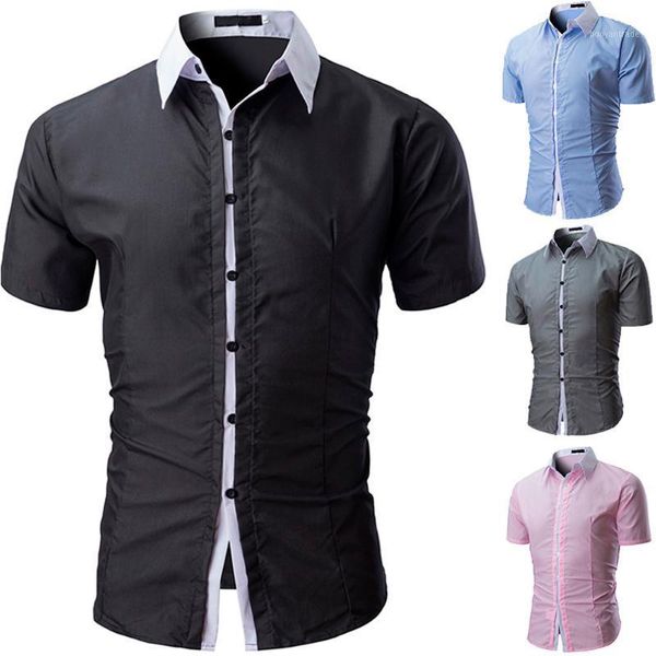men's casual shirts shirt men summer 2021 short sleeve polyester fashion solid color male w4131, White;black
men's casual shirts shirt men summer 2021 short sleeve polyester fashion solid color male w4131, White;black