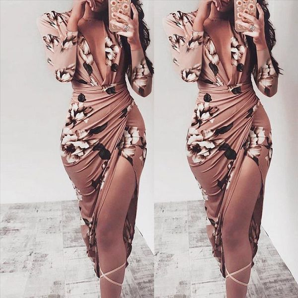 women dress 2020 autumn winter casual floral print long sleeve bodycon long maxi dress deep v-neck split sundress vestidos, Black;gray
women dress 2020 autumn winter casual floral print long sleeve bodycon long maxi dress deep v-neck split sundress vestidos, Black;gray