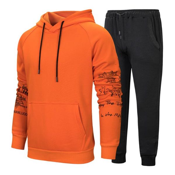 running sets spring autumn men's pullover hooded solid color tracksuits 2 pieces set hoodie + pants jogging fitness men casual sports s, Black;blue
running sets spring autumn men's pullover hooded solid color tracksuits 2 pieces set hoodie + pants jogging fitness men casual sports s, Black;blue