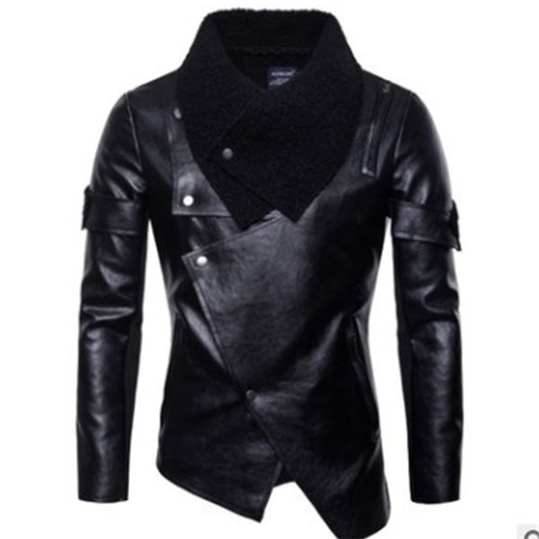 pyjtrl men autumn motorcycle pu leather coat personalized irregular punk jacket 201223, Black
pyjtrl men autumn motorcycle pu leather coat personalized irregular punk jacket 201223, Black
