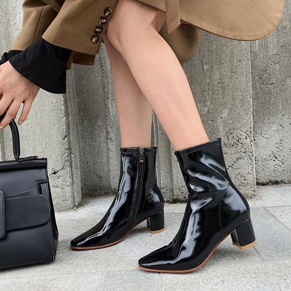 lovirs women patent leather ankle boots square toe retro style autumn winter women boots 5.5cm heel large size shoes for1, Black
lovirs women patent leather ankle boots square toe retro style autumn winter women boots 5.5cm heel large size shoes for1, Black