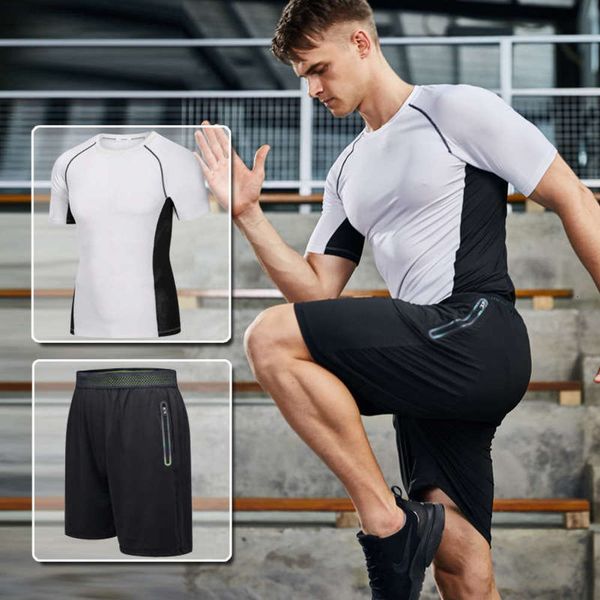 summer men's new quick drying sports and breathable fitness suit sportswear gym short sleeve shorts 2-piece set, Gray
summer men's new quick drying sports and breathable fitness suit sportswear gym short sleeve shorts 2-piece set, Gray