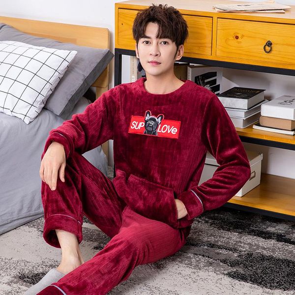 autumn and winter new coral fleece pajamas men's headgear long-sleeved trousers home service suit, Black;brown
autumn and winter new coral fleece pajamas men's headgear long-sleeved trousers home service suit, Black;brown