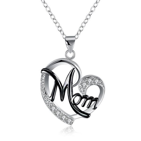 european and american womens necklace (with chain) mom color separation heart-shaped diamond mothers day gift, Silver
european and american womens necklace (with chain) mom color separation heart-shaped diamond mothers day gift, Silver