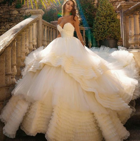 2021 puffy wedding dresses tiered ruffle sweep train plus size a line vestido de novia lace appliqued vintage bridal gowns, White
2021 puffy wedding dresses tiered ruffle sweep train plus size a line vestido de novia lace appliqued vintage bridal gowns, White