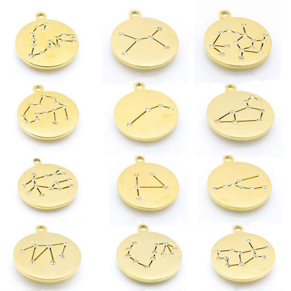 charms zodiac sign cubic zirconia stainless steel gemini aries libra taurus twelve constellation pendant for jewelry making, Bronze;silver
charms zodiac sign cubic zirconia stainless steel gemini aries libra taurus twelve constellation pendant for jewelry making, Bronze;silver