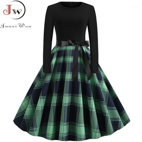 women long sleeve plaid print winter dress casual black patchwork vintage rockabilly dress robe slim elegant party vestidos1, Black;gray
women long sleeve plaid print winter dress casual black patchwork vintage rockabilly dress robe slim elegant party vestidos1, Black;gray
