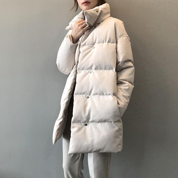 yan soo thick jacket women winter 2020 oversize long parkas long sleeve buttons pockets female warm down cotton coat, Black
yan soo thick jacket women winter 2020 oversize long parkas long sleeve buttons pockets female warm down cotton coat, Black