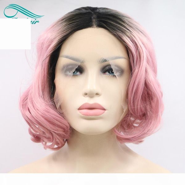 bythairshop high temperature fiber short bob wavy wig dark roots to sakura pink synthetic lace front wigs for women girl lady cosplay, Black
bythairshop high temperature fiber short bob wavy wig dark roots to sakura pink synthetic lace front wigs for women girl lady cosplay, Black