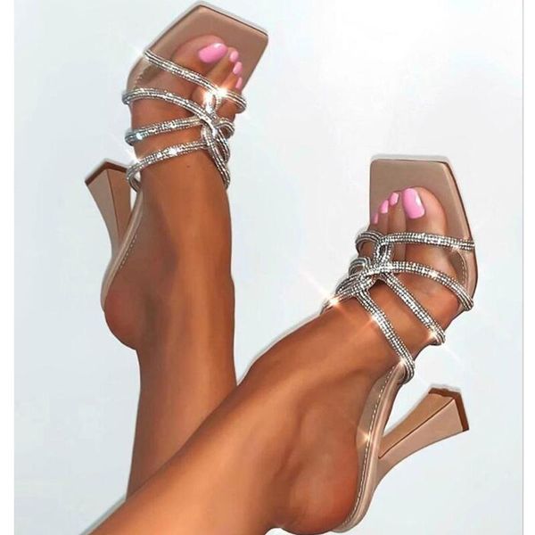 sandals european style rhinestone cross square toe high heels slippers pumps shoes size35-42, Black
sandals european style rhinestone cross square toe high heels slippers pumps shoes size35-42, Black
