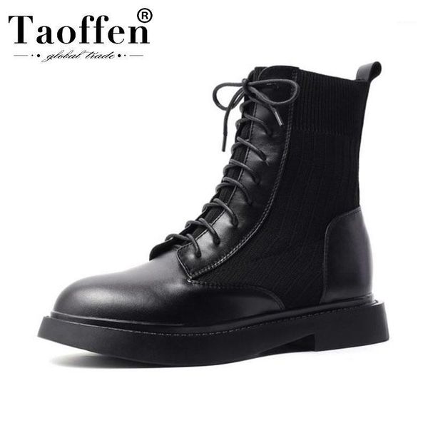 taoffen women ins genuine leather ankle boots motorcycle boots round toe flats brand shoes woman winter warm size 34-391, Black
taoffen women ins genuine leather ankle boots motorcycle boots round toe flats brand shoes woman winter warm size 34-391, Black