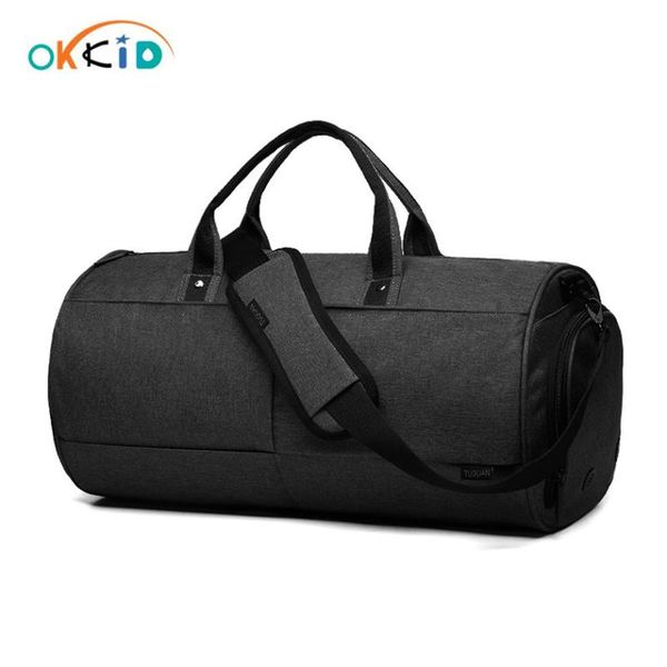 okkid men big travel bags carry on large capacity duffle bag waterproof hand luggage bag weekend for women with shoe pouch