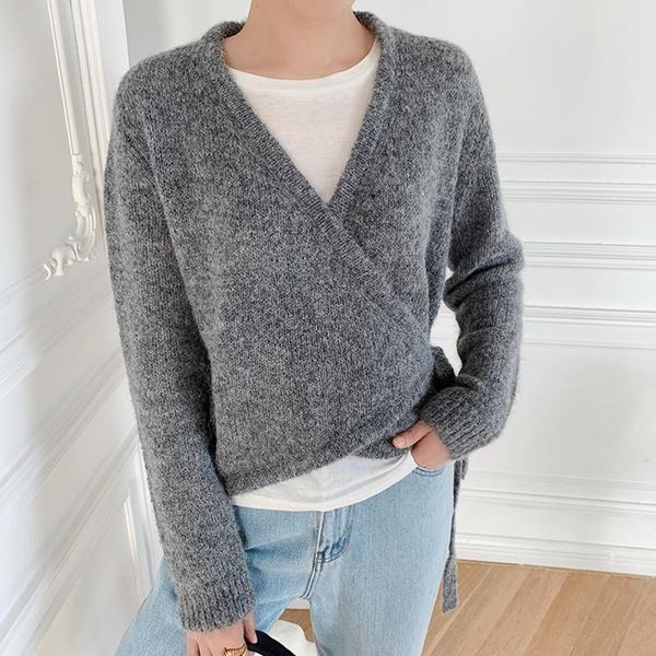 women's knits & tees women gray v-neck knitted cardigan lace-up long sleeve loose simple knit sweaters, White
women's knits & tees women gray v-neck knitted cardigan lace-up long sleeve loose simple knit sweaters, White