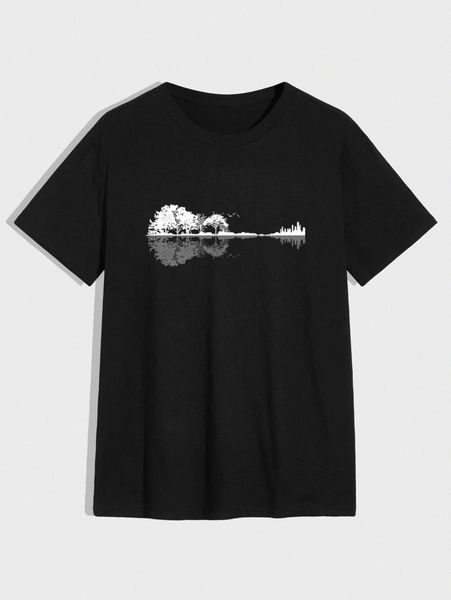 men tree print tee 63ze#, White;black