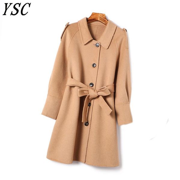 women's wool & blends handmade 2021 design double face fabric coat doll collar loose thickening sleeve belt decoration 2, Black
women's wool & blends handmade 2021 design double face fabric coat doll collar loose thickening sleeve belt decoration 2, Black