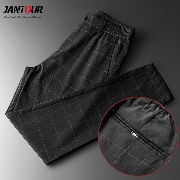 jantour brand pants men casual elastic long trousers male plaid gray blue work pant men's thin big size 28-38 c1018, Black
jantour brand pants men casual elastic long trousers male plaid gray blue work pant men's thin big size 28-38 c1018, Black