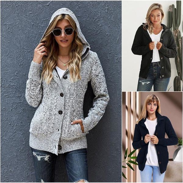 women's knits & tees 2021 solid-color cardigan knitted sweater for women with thick warm and casual hoodie long-sleeved coat, White
women's knits & tees 2021 solid-color cardigan knitted sweater for women with thick warm and casual hoodie long-sleeved coat, White