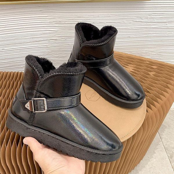 rimocy warm short plush snow boots women fashion laser pu leather ankle boots woman buckle low heel winter cotton padded shoes, Black
rimocy warm short plush snow boots women fashion laser pu leather ankle boots woman buckle low heel winter cotton padded shoes, Black