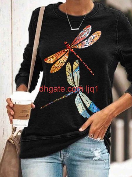 round neck dragonfly print pullover casual long sleeve t-shirt for women in 2020, Black;brown
round neck dragonfly print pullover casual long sleeve t-shirt for women in 2020, Black;brown