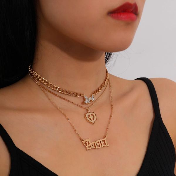 multi layer butterfly pendant choker necklace steampunk angel cross heart chain necklace collier couple jewelry gift, Silver
multi layer butterfly pendant choker necklace steampunk angel cross heart chain necklace collier couple jewelry gift, Silver