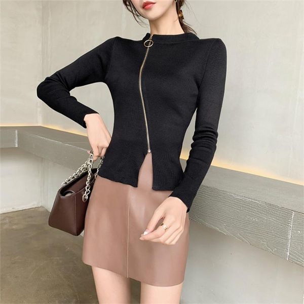 women sweaters autumn winter sweater zipper knitted korean style fashion casual slim bottoming solid ladies, White
women sweaters autumn winter sweater zipper knitted korean style fashion casual slim bottoming solid ladies, White
