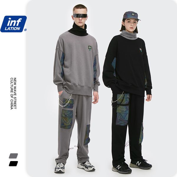 inflationlaser reflective patched hip hop tracksuit men streetwear high collar sweatshirt and sweatpant set men two piece outfit lj201126, Gray
inflationlaser reflective patched hip hop tracksuit men streetwear high collar sweatshirt and sweatpant set men two piece outfit lj201126, Gray